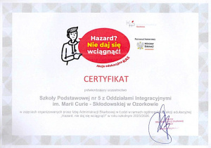 Certyfikat udziału w spotkaniu