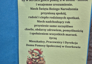 Życzenia od pracowników i mieszkańców Domu Pomocy Społecznej