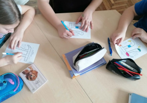 Uczniowie kolorują liczbę PI zgodnie z otrzymanymi wynikami działań