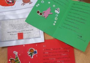 Kartki świąteczne otrzymane od uczniów ze szkoły w Łaszczowie