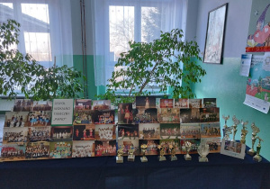 Wystawa zdjęć i nagród szkolnego zespołu muzycznego