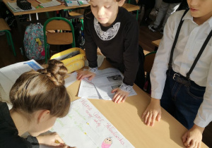 Uczniowie podczas pracy nad projektem