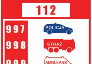 Tabliczka z numerami alarmowymi