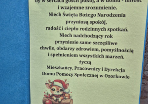 Życzenia od pracowników i mieszkańców Domu Pomocy Społecznej