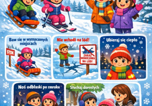 Plakat "Bezpieczne ferie zimowe"