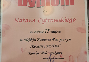 Dyplom ucznia z klasy 3b