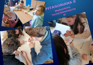 Uczniowie SP 5 rozwiązujące turniejowe zadania