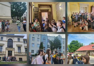 Uczniowie podczas spacer historycznego po Ozorkowie