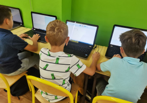 Dzieci obsługują wybrany program komputerowy.