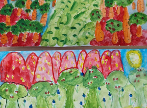 Konkurs plastyczny pt."Warzywa i owoce ukryte w pejzażu"