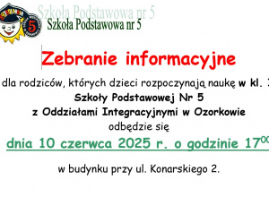 Zebranie informacyjne dla rodziców klas 1
